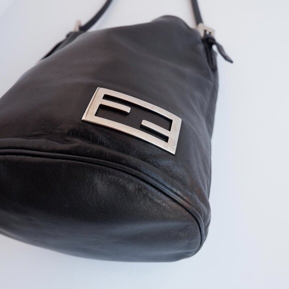 Authentic Preowned Fendi Black Leather FF Logo Bucket Shoulder Bag - Picture 8 of 16
